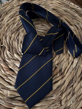 Source Unknown Navy and Gold Striped Men's Tie